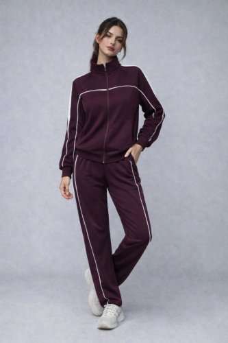 Kadın Uzun Kollu önden Fermuarlı Bluz Ve Pantolon Modal Ikili Takım , 31309