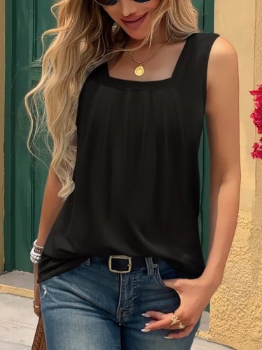 Kadın Askılı Geometrik Yaka Detaylı Pileli Viskon Bluz, 31948