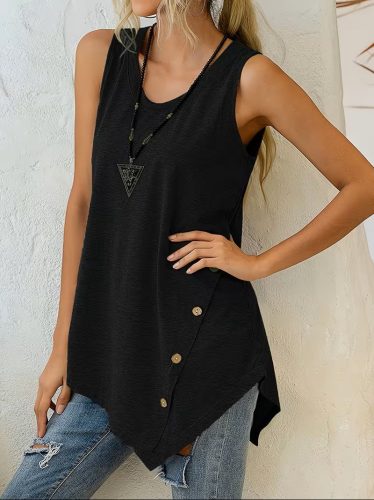 Kadın Askılı Yuvarlak Yakalı Asimetrik Kesim Detaylı Viskon Bluz , 32461