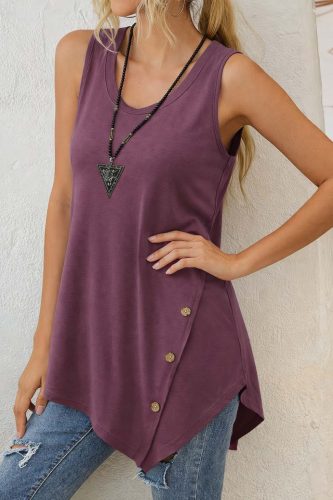 Kadın Askılı Yuvarlak Yakalı Asimetrik Kesim Detaylı Viskon Bluz , 32463