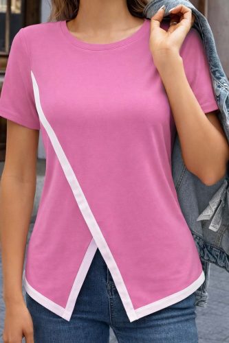 Kadın Kısa Kollu Bisiklet Yaka Viskon Bluz , 32560