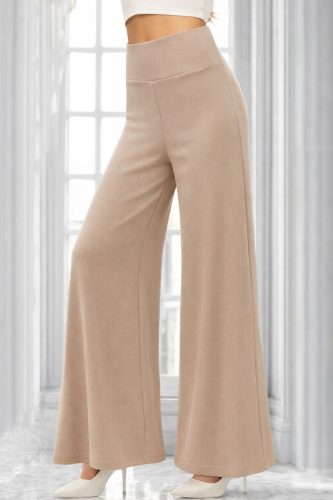 Kadın Yüksek Bel Beli Geniş Paçalı Uzun Janjan Krep Pantolon , 32593