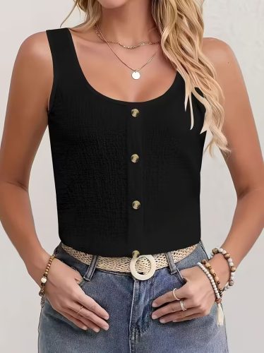 Kadın Askılı Yuvarlak Yakalı önden Düğmeli Bürümcük Bluz, 32874