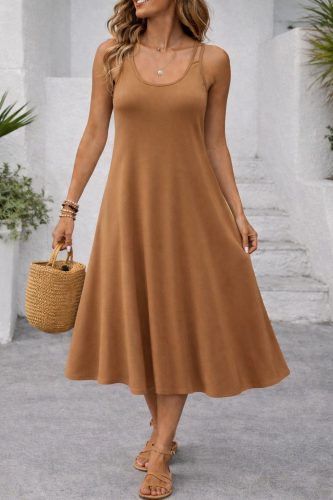 Kadın Askılı Yuvarlak Yakalı Kiloş Uzun Viskon Elbise, 32880