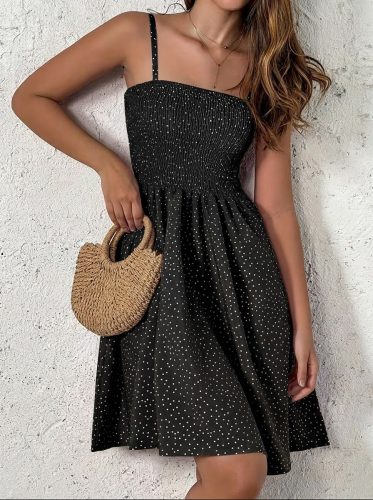 Kadın Ip Askılı Gipeli Desenli Kısa Süprem Elbise , 32899