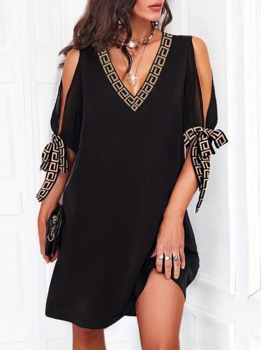 Kadın Kısa Kollu V Yakalı Kısa Sandy Elbise , 33031