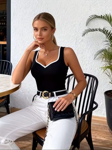 Kadın Askılı Kalp V Yakalı Dalgıç Bluz, 33059