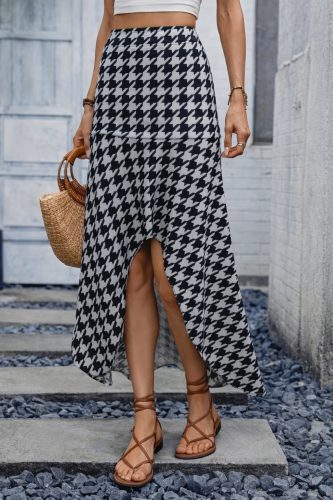 Kadın Yüksek Bel çiçek Desenli önü Asimetrik Detaylı Uzun Süprem Etek, 33353