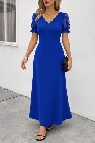 Kadın Kısa Kollu V Yakalı Uzun Janjan Elbise, 33451