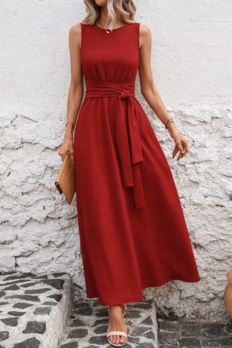 Kadın Omuzlardan Açık Belden Bağcıklı Uzun Aerobin Elbise, 33493