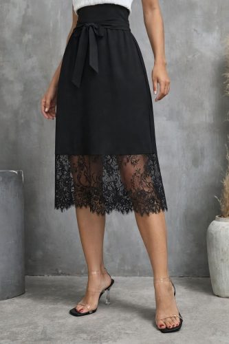 Kadın Askılı V Yakalı Dantelli Midi Viskon Elbise, 33598