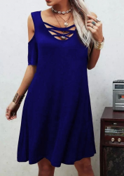 Dekolteli Bağcık Detay Viskon Kumaş Elbise, 27775