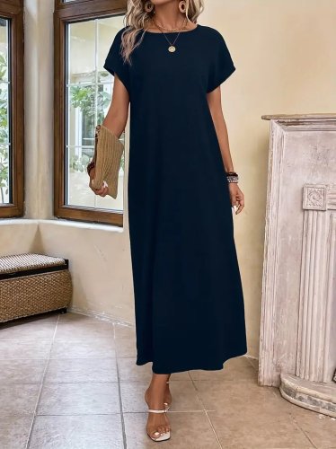 Kadın Uzun Kollu Yakası Açık Viskon Elbise , 23310