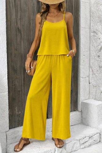 Kadın Ip Askılı Yuvarlak Yakalı Aerobin Kısa Bluz Ve Pantolon Ikili Takım, 32834