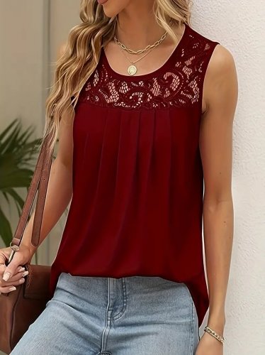 Kadın Askılı Yuvarlak Yaka Dantel Detaylı Viskon Bluz , 24153