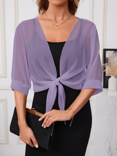 Kadın Fakir Kollu önden Bağlamalı Kısa şifon Bolero Ceket, 25327