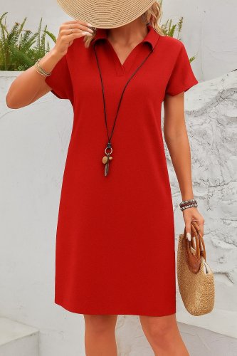 Kadın Kısa Kollu V Yakalı Bürümcük Elbise , 25454