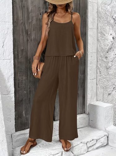 Kadın Ip Askılı Yuvarlak Yakalı Aerobin Kısa Bluz Ve Pantolon Ikili Takım, 32835