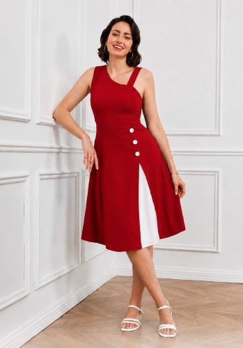 Kadın Omuzlardan Askılı Diğer Omuzlardan şeritli Düğmeli Kısa Janjan Krep Elbise, 34477